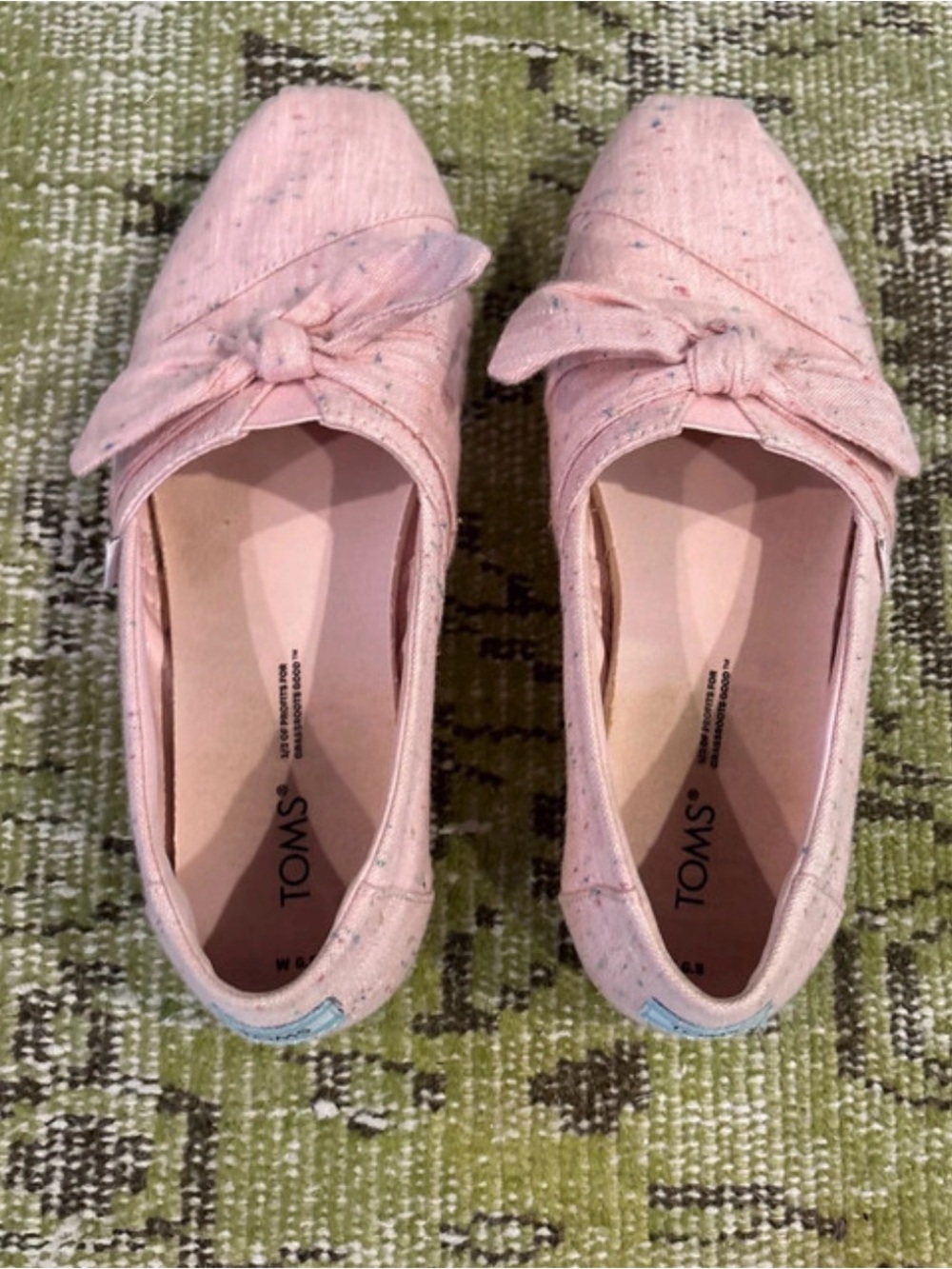 Toms Pink Canvas Knot Loafers